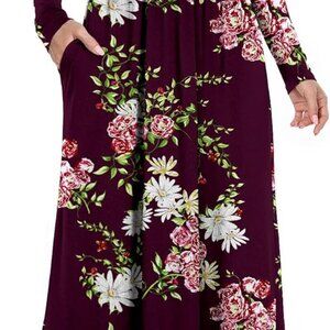 Women's Rayon Spandex Maxi Dress with Pockets Casual Long or Short Sleeve
